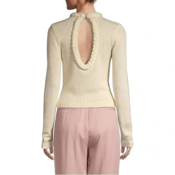 NWT Undra Celeste - Bold Braid Open Back Sweater Size Medium Cream - Picture 4 of 15